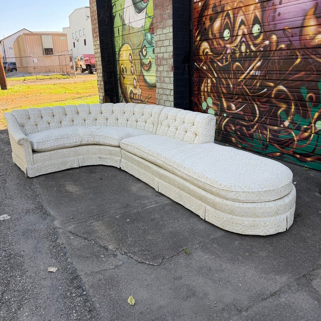 Vintage Two-Piece Curved Sectional Sofa by Erwin-Lambeth | Tufted Back A striking vintage two-piece sectional sofa by...