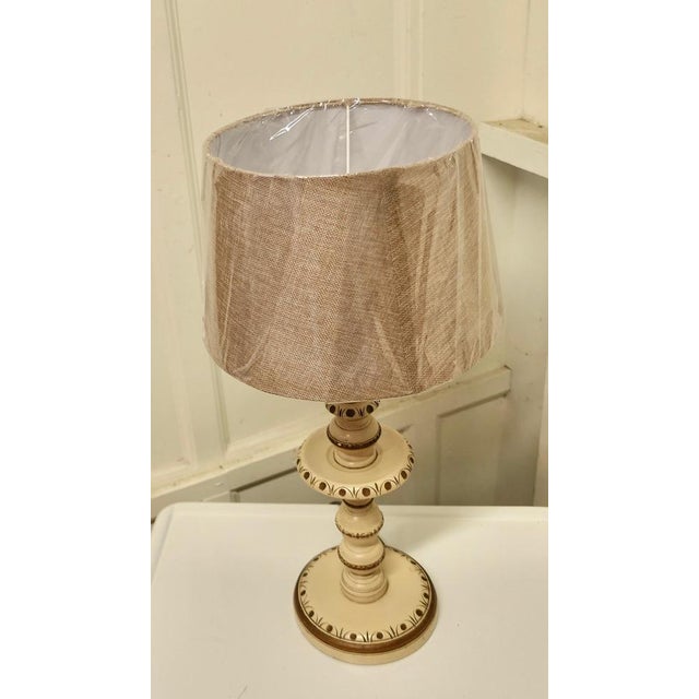 Folk Art Carved and Painted Table Lamp, 1960s For Sale - Image 4 of 8