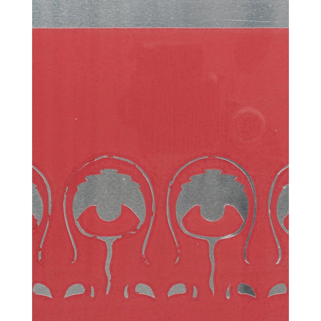 Red 20th Century Belgian Artwork With Metal Frame By Rene Berdal For Sale - Image 8 of 9