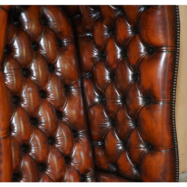 Late 20th Century Fully Restored Hand-Dyed Cigar Brown Leather Chesterfield Tufted Porters Armchair For Sale - Image 10 of 13