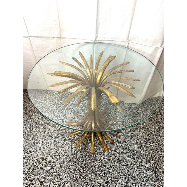 Labarge Hollywood Regency Gold Leaf Wheat Sheaf Table For Sale - Image 4 of 9
