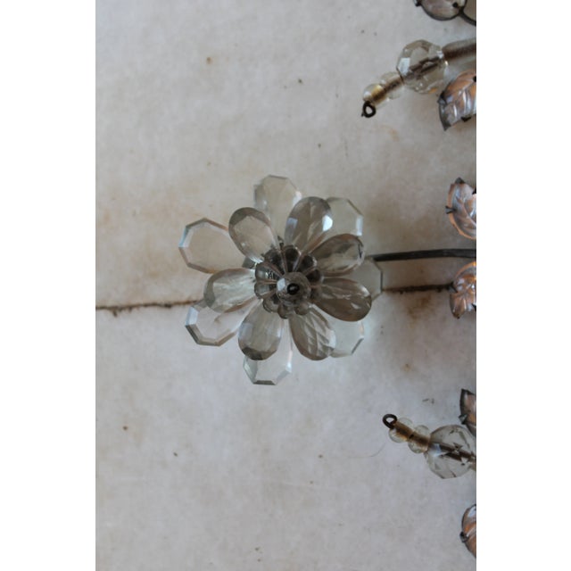 Silver Monumental Signed Maison Bagues France Crystal Floral Bouquet Wall Sconces a - Pair For Sale - Image 8 of 12