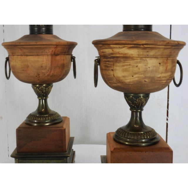 Frederick Cooper Pair of Early 20th Century Frederick Cooper Metal and Wooden Lamps For Sale - Image 4 of 7