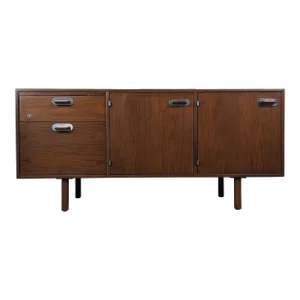 1960s Mid Century Modern Walnut Office Credenza by Jens Risom