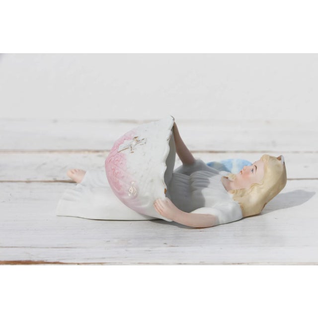 1900s Bisque Porcelain Angel Christian Holy Water Font For Sale - Image 4 of 12