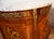 1930s Pair French Louis XV Walnut Satinwood Inlay & Marble Top Nightstands / Small Commodes For Sale - Image 12 of 18