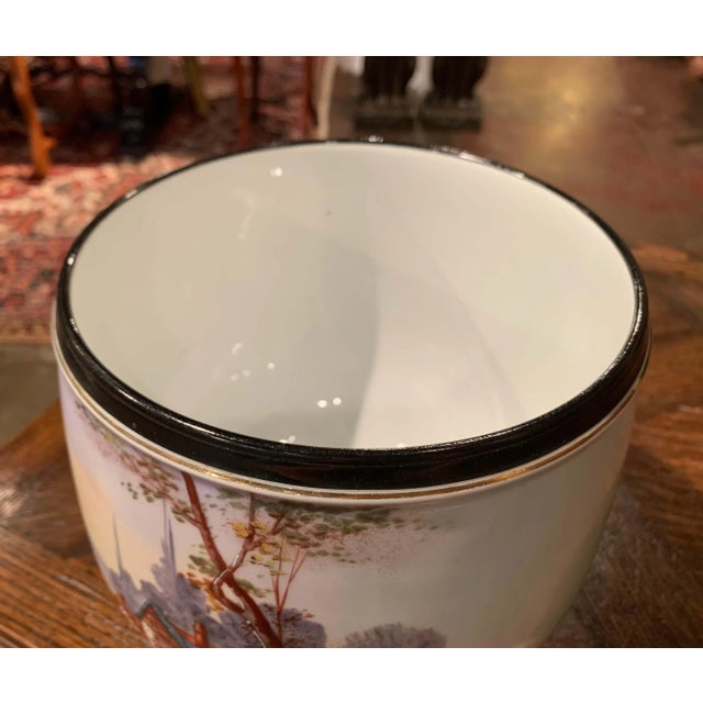 Late 19th Century 19th Century French Napoleon III Porcelain De Paris Landscape Cache Pot For Sale - Image 5 of 10