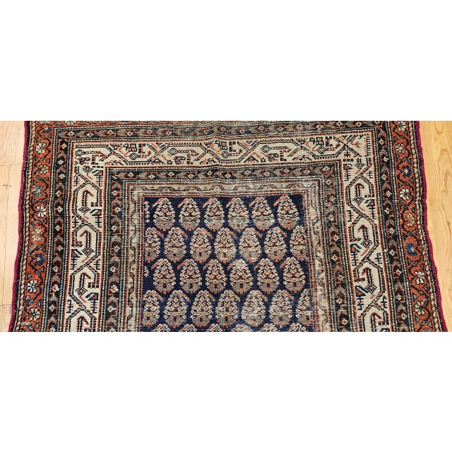 Textile Antique Persian Malayer Rug, Hand-Knotted Wool, Paisley Pattern, 4x6, Navy & Ivory For Sale - Image 7 of 14
