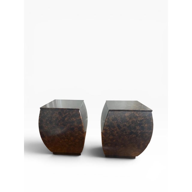 Wood 1960s Pair of John Widdicomb Barrel-Front Nightstands With Brass Strap Hardware For Sale - Image 7 of 18
