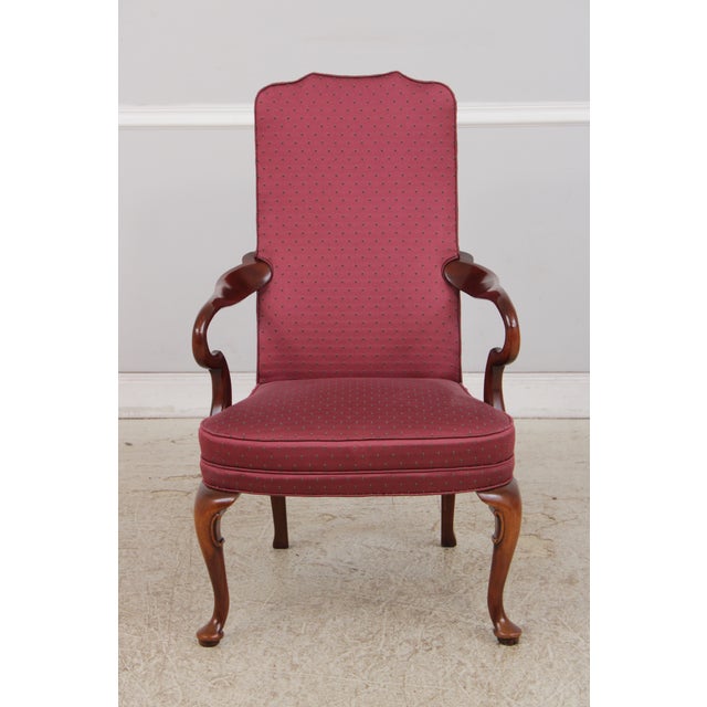 Pair of Hickory Chair Co Mahogany Queen Anne Upholstered Chairs For Sale In Philadelphia - Image 6 of 17