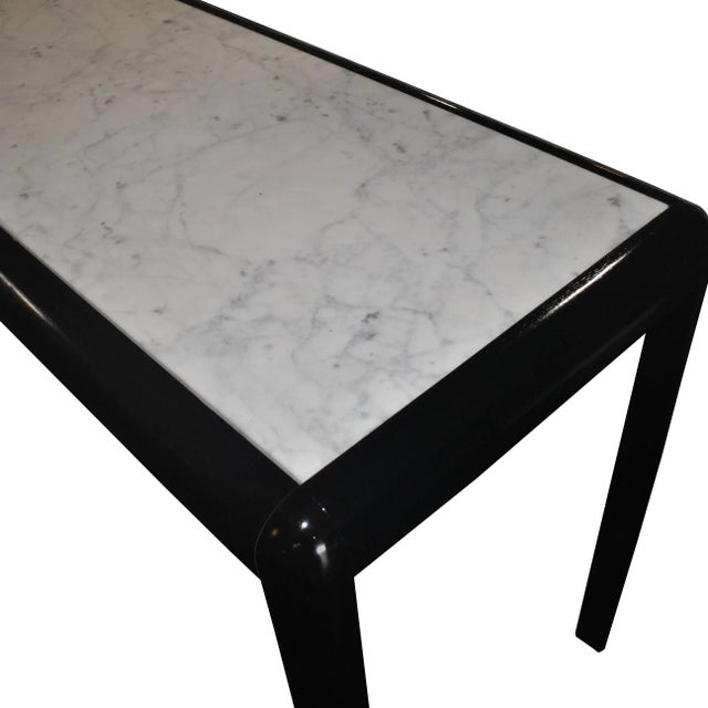 Mid-Century Modern Vintage Marble and Wood Console Table For Sale - Image 3 of 9