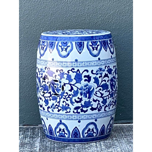 Late 20th Century Vintage Asian Glazed Ceramic Garden Stool For Sale - Image 5 of 12