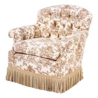 Button-Tufted Upholstered Lounge Chair For Sale