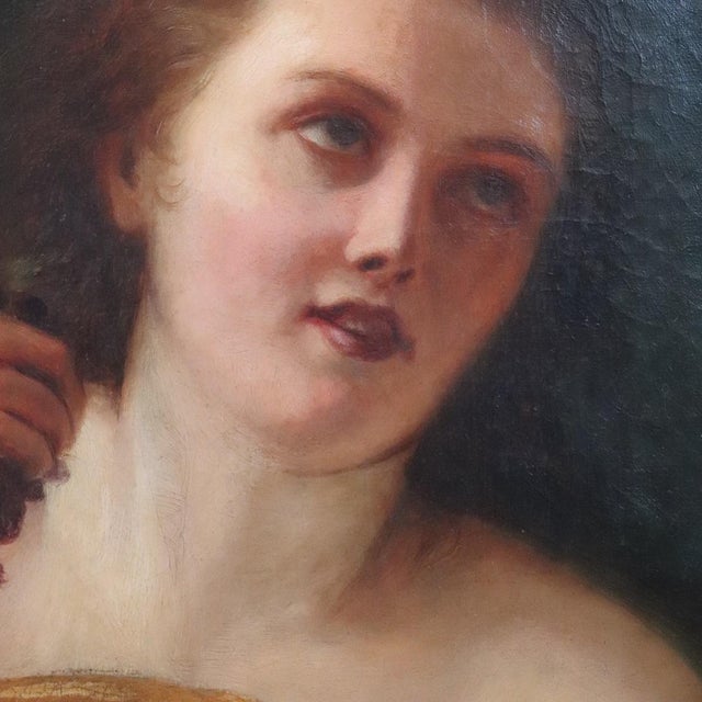 Mythological Figure of Maenad, Oil Painting on Canvas, 19th Century, Framed For Sale - Image 5 of 12