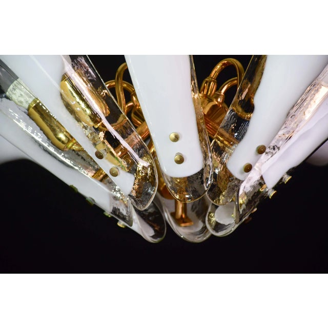 1970s Murano White Glass Petal Chandelier For Sale - Image 10 of 14