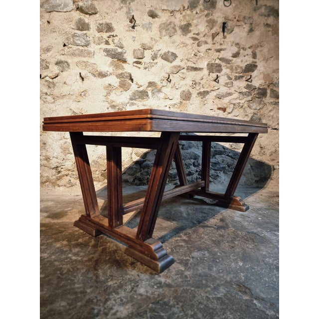 Vintage French Arts & Crafts Style Oak Table, 1930s For Sale - Image 4 of 18