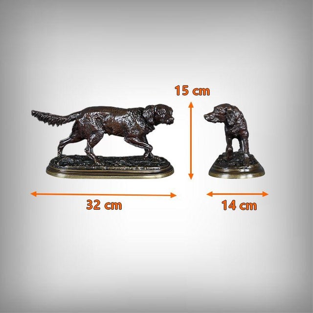 P-J. Mêne, Spaniel on Point, Mid-19th Century, Bronze For Sale - Image 16 of 17