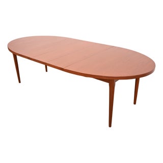 Johannes Anderson Style Danish Modern Teak Extension Dining Table, Newly Refinished For Sale