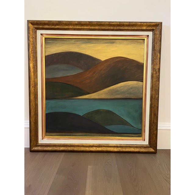 1990s 1990s "Heading South" Abstract Rolling Hills Landscape Oil Painting on Canvas For Sale - Image 5 of 5