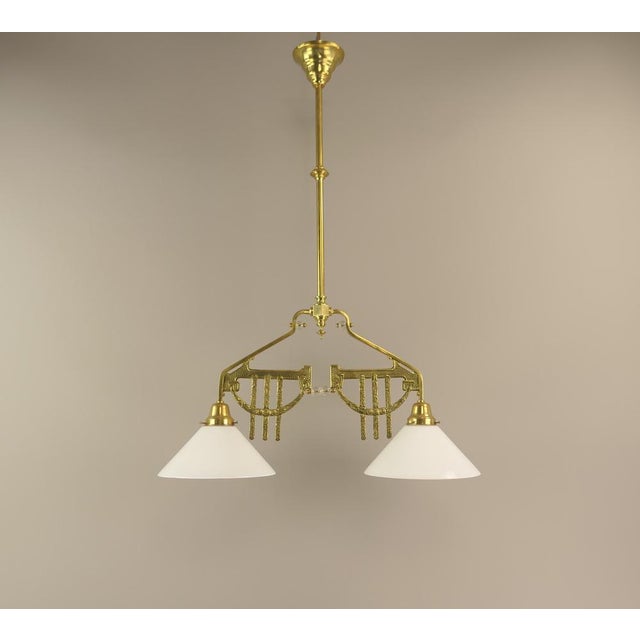 Art Deco Viennese Brass Hanging Lamp, 1920s For Sale - Image 14 of 18