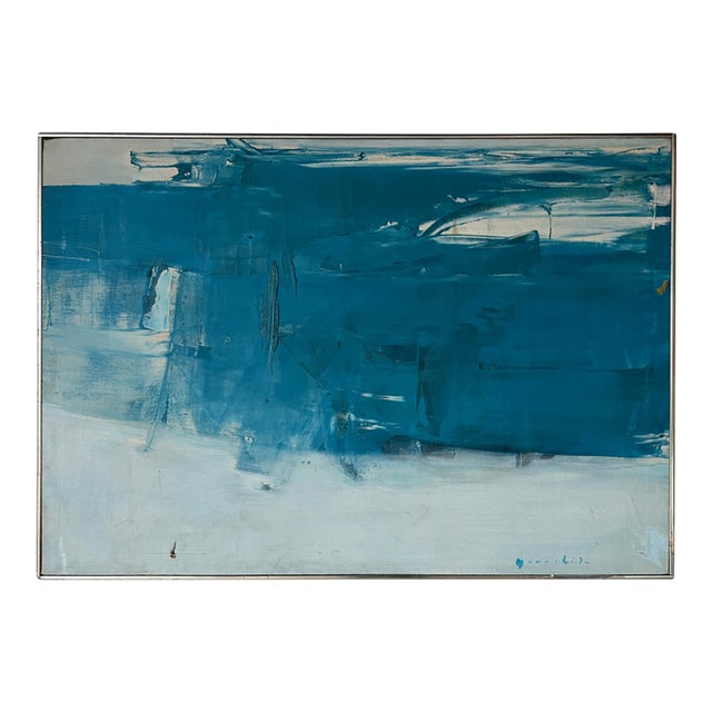 1960s Mid-Century Modern Expressionist Abstract Acrylic on Canvas Painting, Framed For Sale