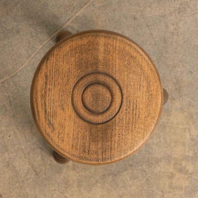 Wood 1950s Short French Wood Tripod Stool For Sale - Image 7 of 8