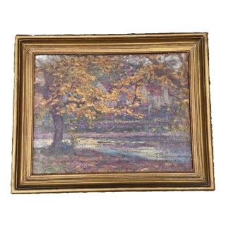 Charles Louis Auguste Weisser, Village Landscape, Late 19th Century, Oil on Canvas, Framed For Sale
