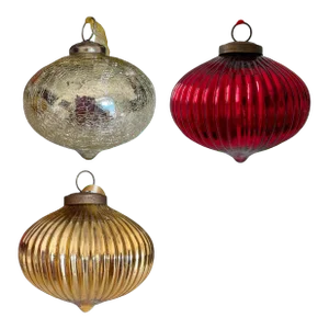 Late 20th Century Oversized Silver, Gold, and Red Christmas Ornaments
