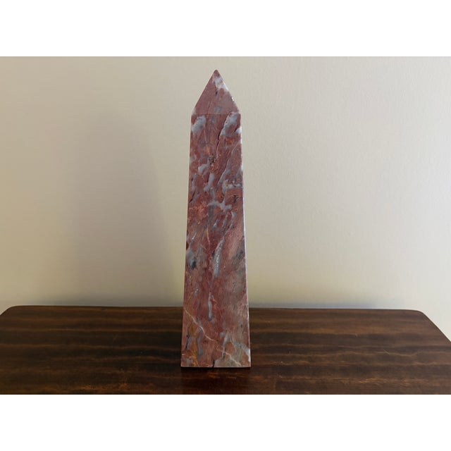 Late 20th Century Neoclassical Solid Marble Obelisk, Red & Brown, Grand Tour Style For Sale - Image 5 of 7