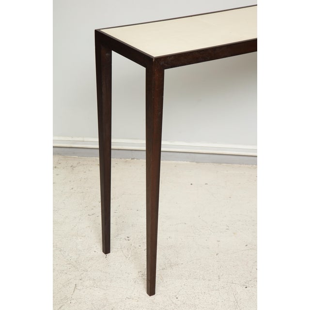 Wood Bespoke Parchment Top Mahogany Console Table For Sale - Image 7 of 10