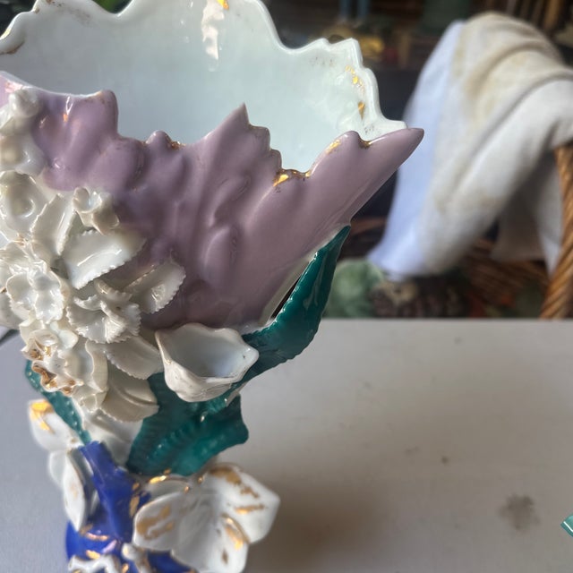 Pair of Large Vintage Italian Floral Vases For Sale - Image 4 of 8