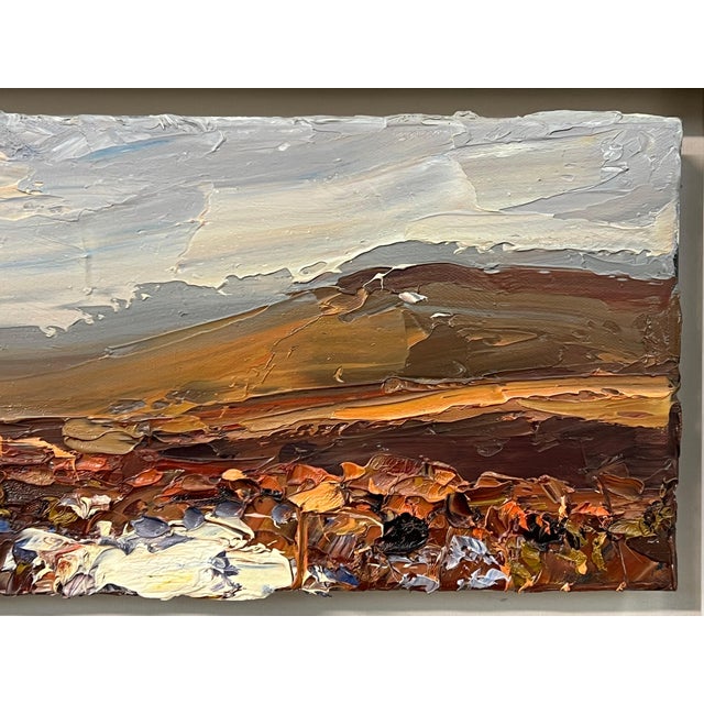 Impasto Oil Painting of Melting Snow on English Moor Landscape by British Artist 2013 For Sale - Image 12 of 14