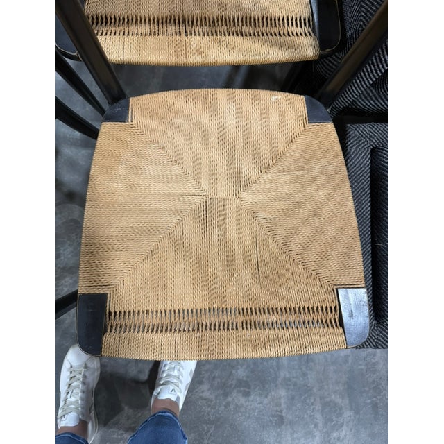 Black 1950s Gio Ponti-Style Rush Dining Chairs - Set of 4 For Sale - Image 8 of 11