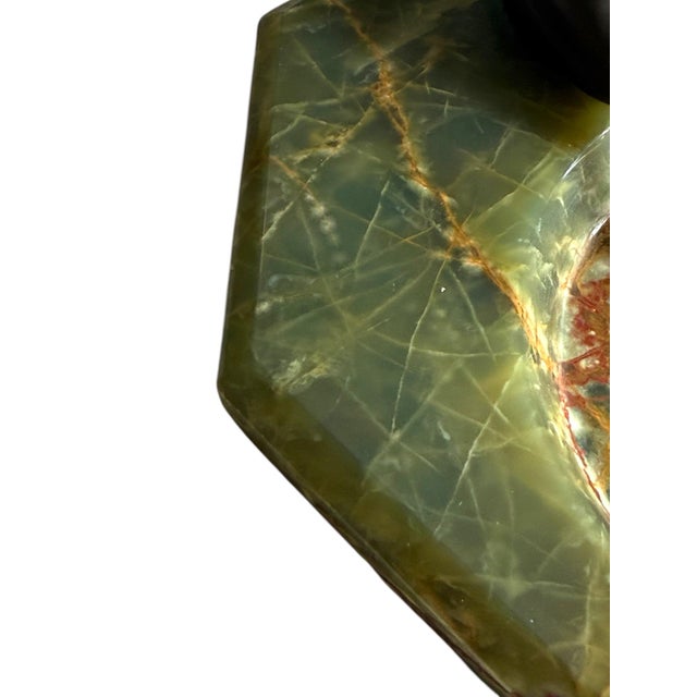 Metal Art Deco Style Green Onyx & Bronze Duck Vide-Poche, Mid-Century European Catchall For Sale - Image 7 of 8