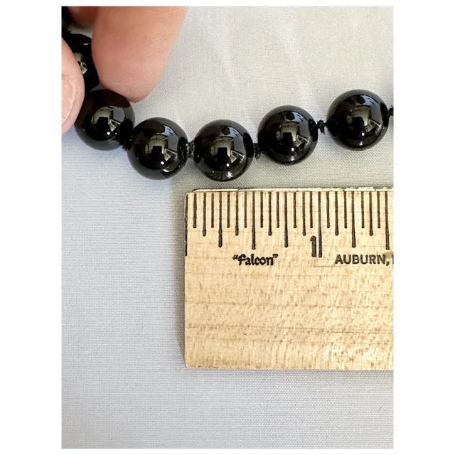 Black Mid 20th Century Long Onyx Necklace For Sale - Image 8 of 9