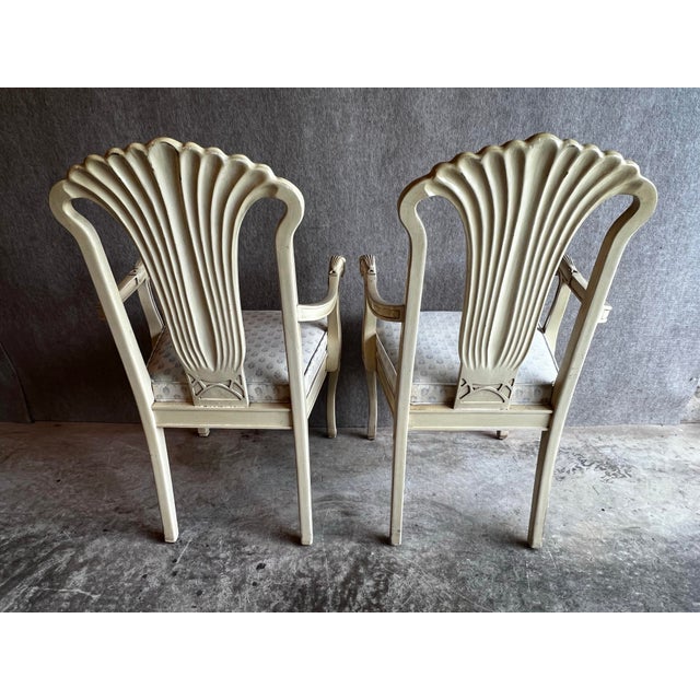 Pair of Gustavian Arm Chairs With Bee Upholstery For Sale - Image 10 of 12