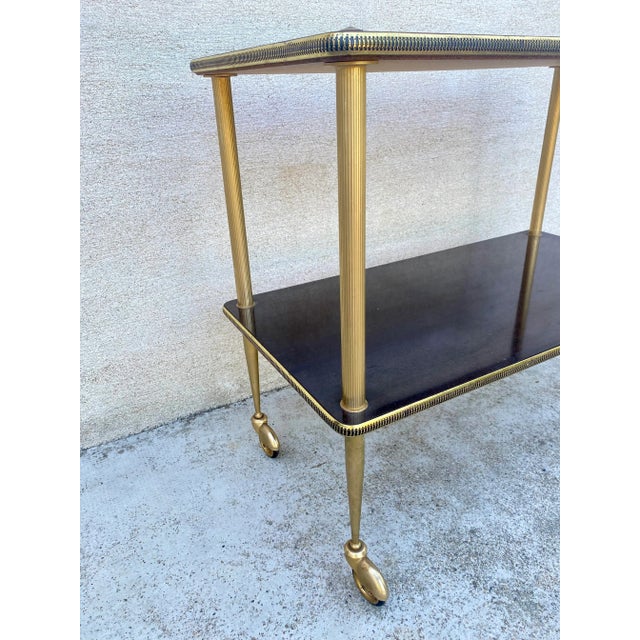 1950s Vintage Brass Side Table on Wheels, 1950s For Sale - Image 5 of 6
