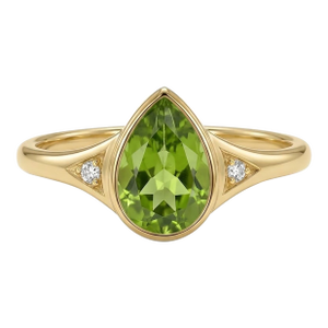 Natural Peridot & Cubic Zirconia Ring, Wedding Promise Ring, August Birthstone Ring Us 7