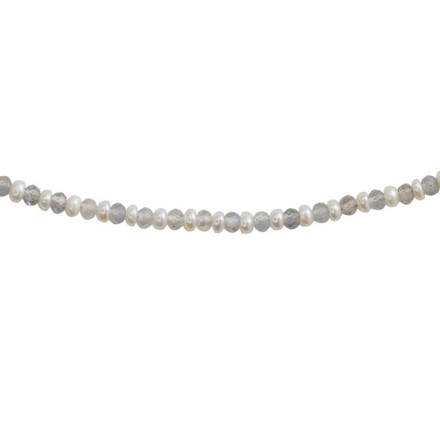 Ivory Lustra Tiny Pearl Labradorite Necklace For Sale - Image 8 of 10