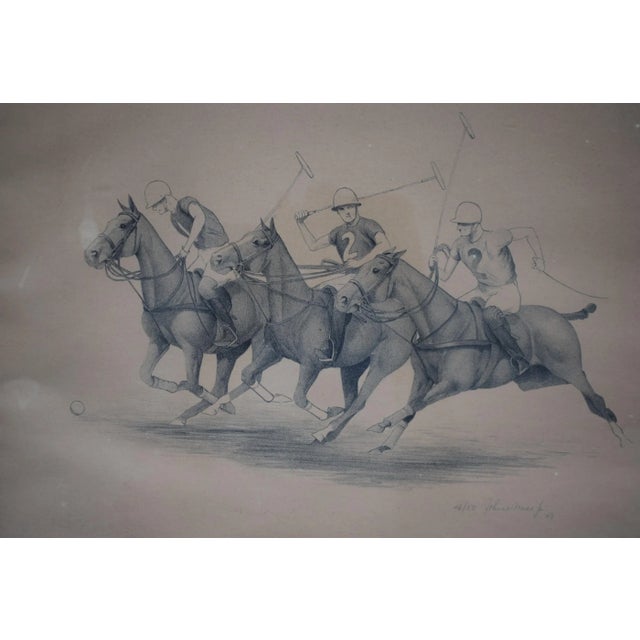 Traditional Three Polo Players on the Field 1948 Lithograph by John Nace Jr. For Sale - Image 3 of 4