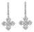 10K White Gold Princess and Round Diamond Geometric Composite Dangle Earrings For Sale