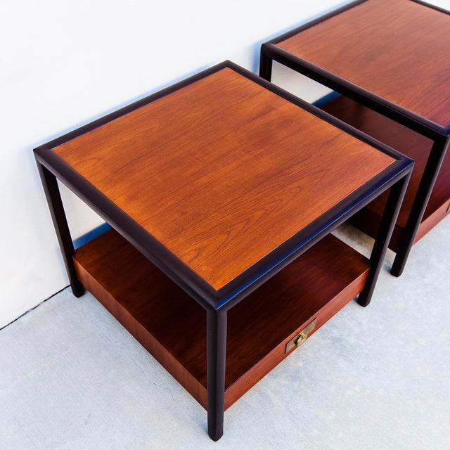 1950s Michael Taylor for Baker Restored Teak & Mahogany Side Tables For Sale - Image 10 of 14