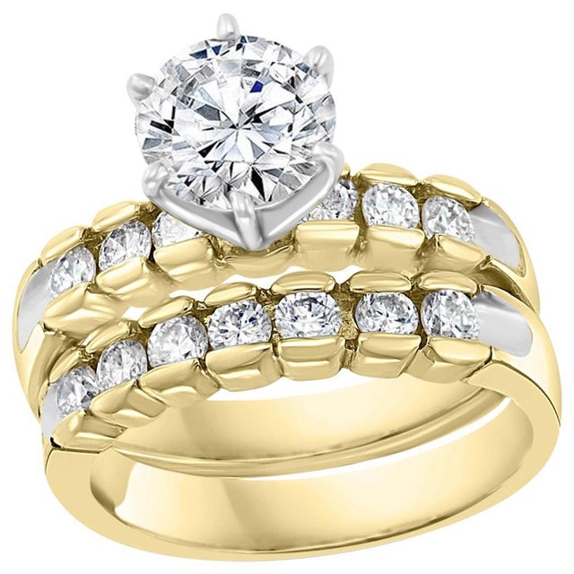 1.25 Carat Solitaire Round Center Diamond Engagement 14 Yellow Gold Ring + Band For Sale - Image 15 of 18