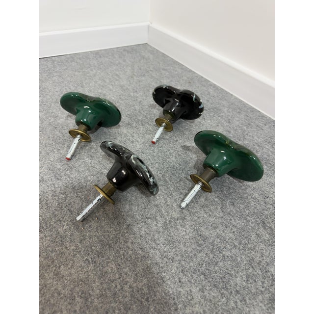 Vintage Glazed Ceramic and Brass Coat Hangers, 1950, Set of 4 For Sale - Image 6 of 9