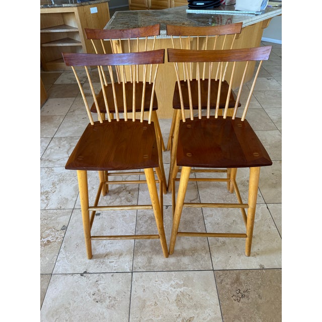 Thomas Moser Thomas Moser Eastward Bar Stools (4) For Sale - Image 4 of 12
