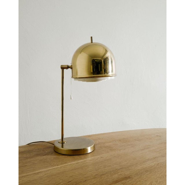 Rare swedish mid century brass "b-075" table desk lamp by eje ahlgren for bergboms sweden, 1960s in good original...