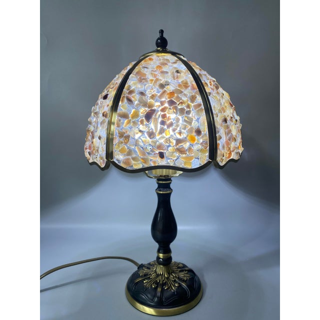 Art Deco Colorful Stone Retro Table Lamp For Sale - Image 3 of 10