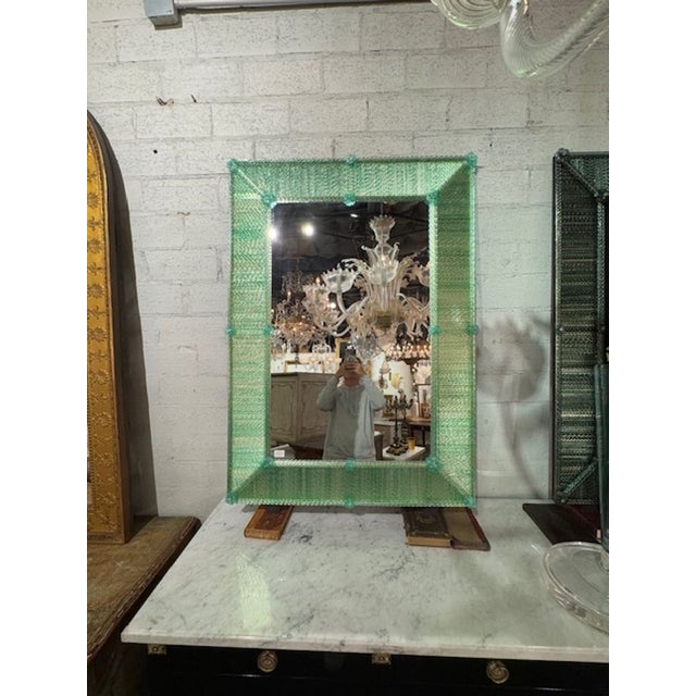 Modern Murano Twist Glass Rod Mirror For Sale - Image 3 of 7
