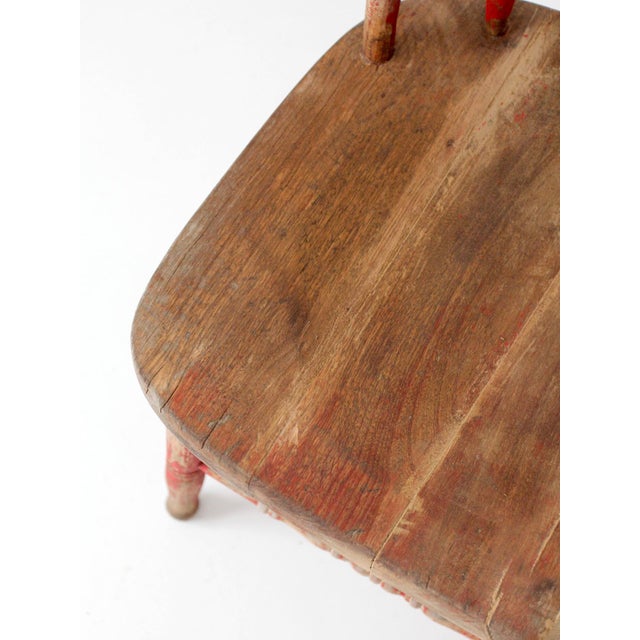 Antique Red Windsor Spindle Back Farmhouse Chair For Sale - Image 9 of 17