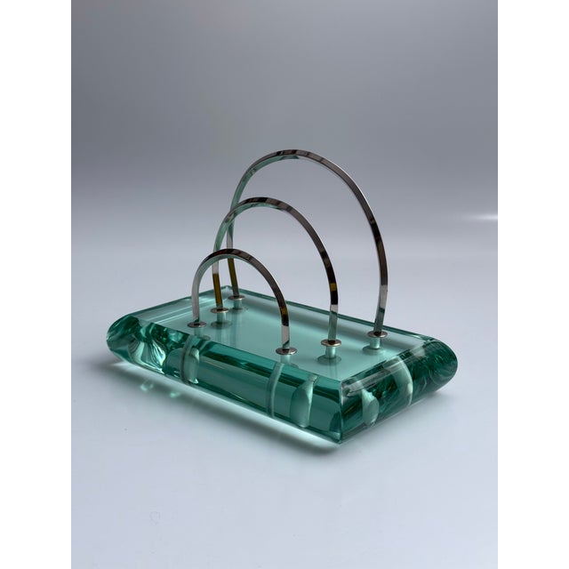 Letter Holder in Crystal Glass and Stainless Steel, Italy, 1960s For Sale - Image 4 of 11